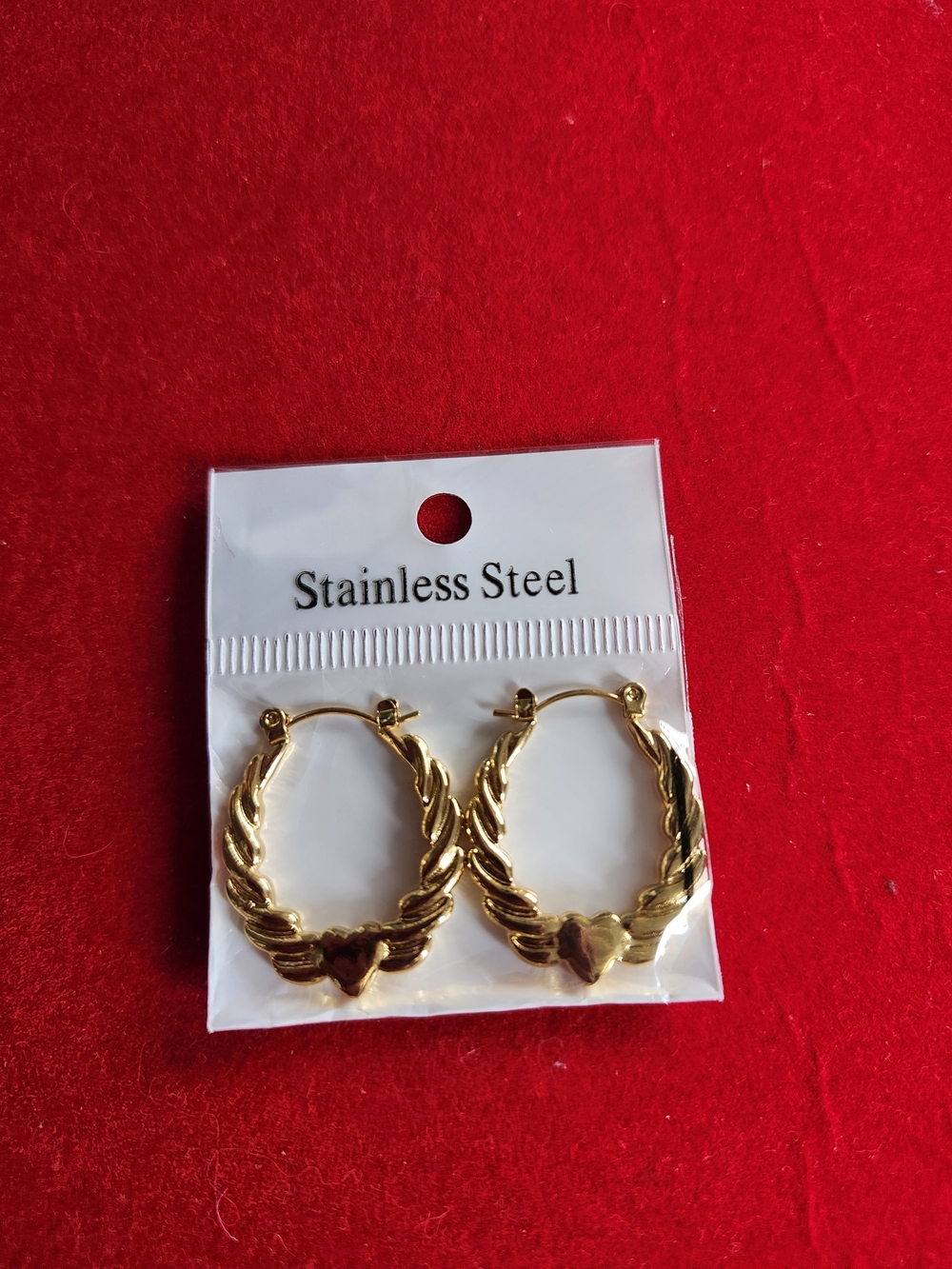 Gold Heart Hoop Earrings for Women